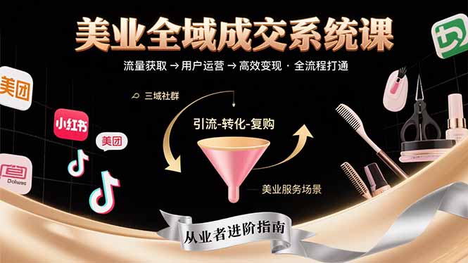 美业全域成交系统课程：帮助美业从业者打通从流量获取到高效变现全流程-58创客网