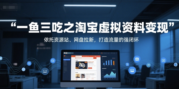 一鱼三吃之淘宝虚拟资料变现，依托资源站、网盘拉新，打造流量的强闭环-多米联创