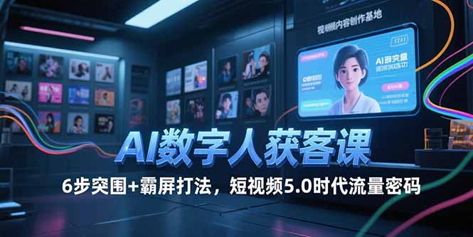 AI数字人获客课，6步突围+霸屏打法，短视频5.0时代流量密码-58创客网