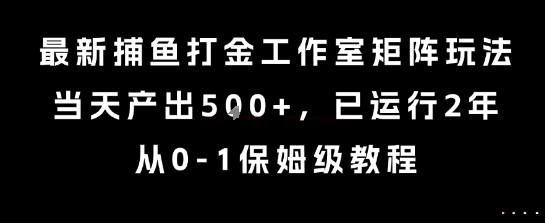 最新捕鱼打金工作室矩阵玩法，当天产出5张+，已运行2年，从0-1保姆级教程【揭秘】-多米联创