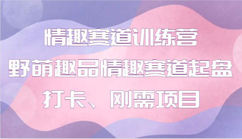 情趣赛道训练营 野萌趣品情趣赛道起盘打卡、刚需项目-58创客网