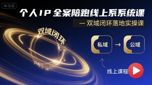 个人IP全案陪跑线上系统课-双域闭环落地实操课-58创客网