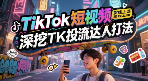 TikTok短视频带货线上课，深挖TK投流达人打法-58创客网
