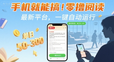 手机就能搞！零撸阅读挂G，最新平台，一键自动运行，随时随地挣，单日50-3张+【揭秘】-58创客网
