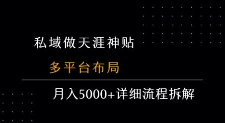 私域做天涯神贴 多平台布局 月入5k+详细流程拆解-58创客网