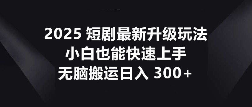2025短剧最新升级玩法，小白也能快速上手，无脑搬运日入300+-58创客网