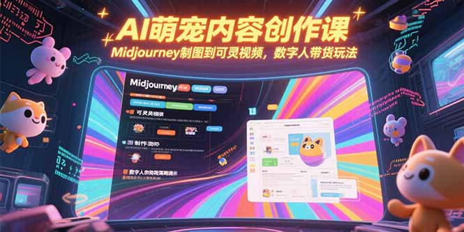 AI萌宠内容创作课，Midjourney制图到可灵视频，数字人带货玩法-多米联创
