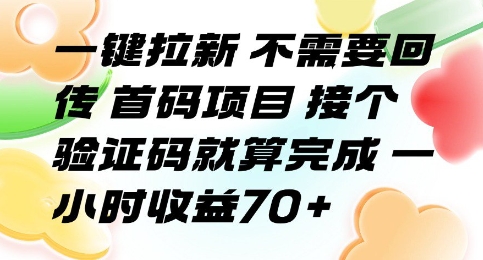 一键拉新 不需要回传 首码项目 接个验证码就算完成 一小时收益70+【揭秘】-58创客网