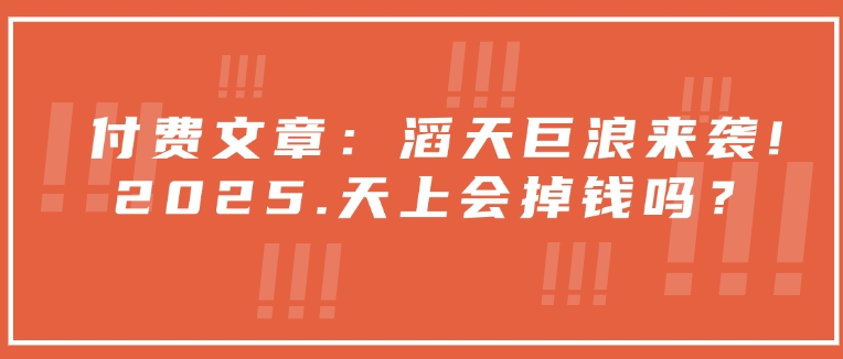 付费文章：滔天巨浪来袭！2025天上会掉钱吗？-58创客网