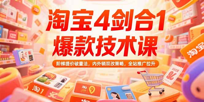 淘宝4剑合1爆款技术课73期：阶梯提价破量法，内外销双改策略 全站推广拉升-58创客网