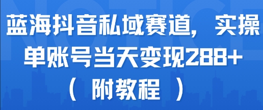 蓝海抖音私域赛道，实操单账号当天变现288+(附教程)-58创客网
