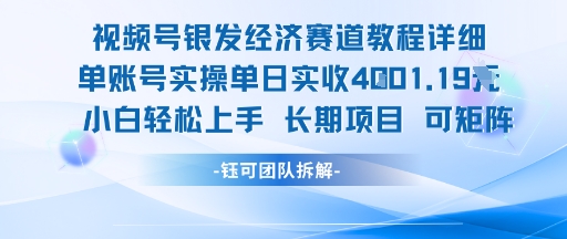 视频号银发经济赛道单账号实操单日实收1k+，小白轻松上手长期项目-多米联创