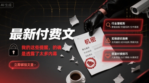 最新付费文：我的这些提醒，的确是透露了太多内幕-58创客网