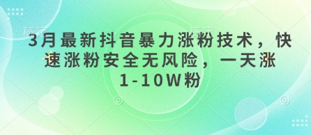 3月最新抖音暴力涨粉技术，快速涨粉安全无风险，一天涨1-10W粉-58创客网