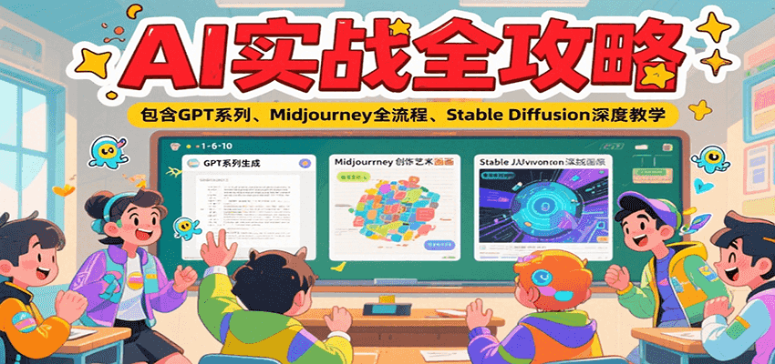 AI实战全攻略，包含GPT系列、Midjourney全流程、Stable Diffusion深度教学-58创客网