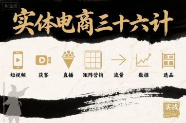 实体电商三十六计，短视频-获客-直播-矩阵营销-流量-数据-选品-58创客网