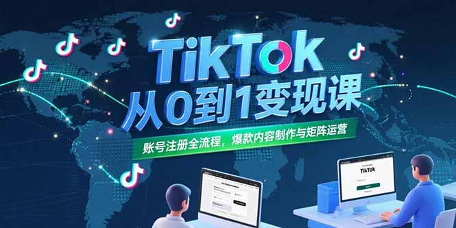 TikTok从0到1变现课,账号注册全流程,爆款内容制作与矩阵运营-58创客