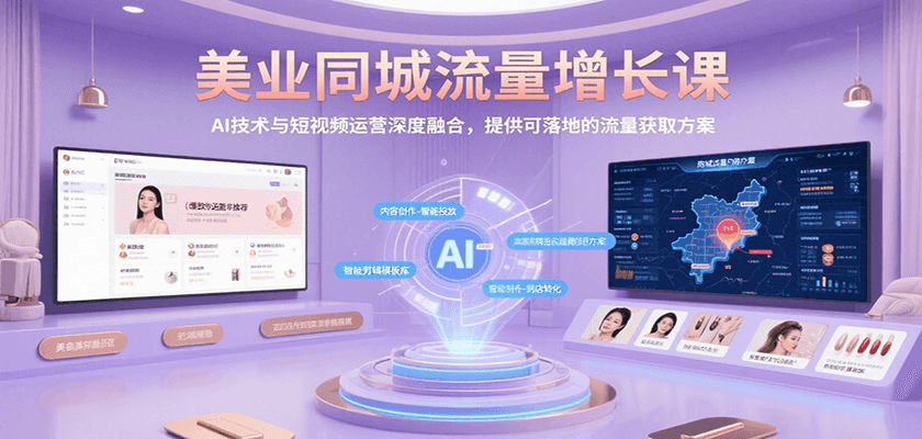 美业同城流量增长课，AI技术与短视频运营深度融合，提供可落地的流量获取方案-58创客网