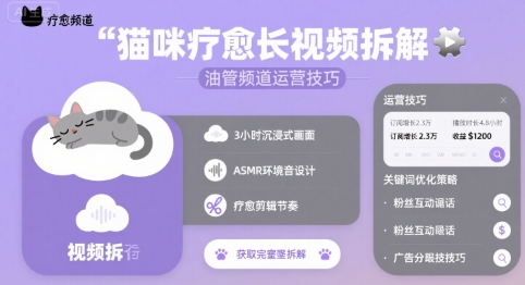 猫咪疗愈长视频拆解 &油管频道运营技巧-58创客网