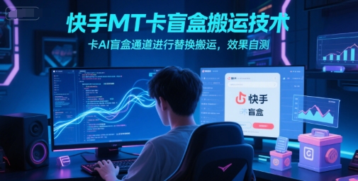 快手MT卡盲盒搬运技术，卡AI盲盒通道进行替换搬运，效果自测-58创客网