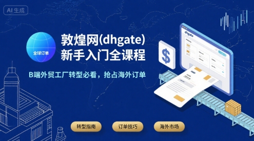 敦煌网(dhgate)新手入门全课程，B端外贸工厂转型必看，抢占海外订单-多米联创