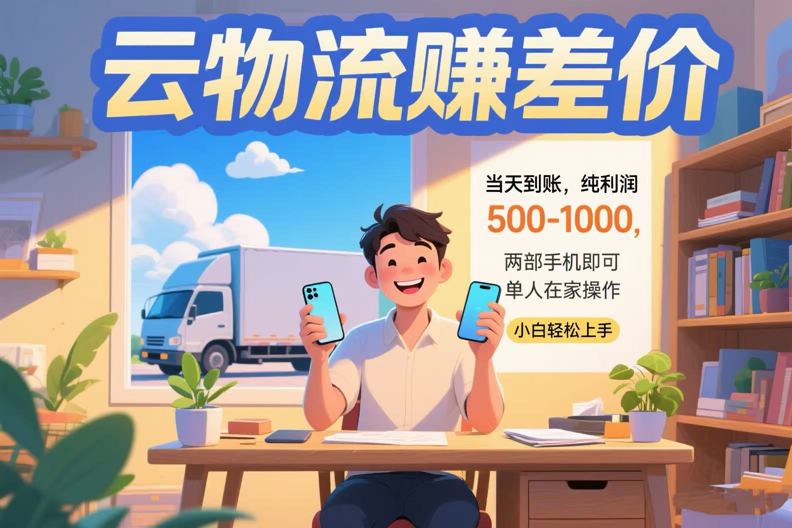 云物流赚差价 当天到账纯利润500-1000 两部手机即可 可单人在家操作 小…-58创客网