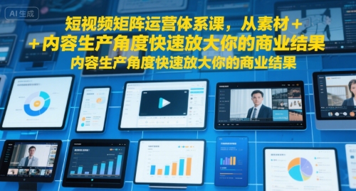短视频矩阵运营体系课，从素材+内容生产角度快速放大你的商业结果-58创客网