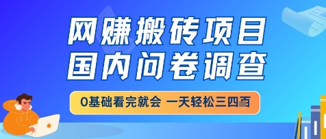 网创搬砖项目，国内问卷调查，小白轻松上手，一天三四张的也不难，干就完了【揭秘】-58创客网
