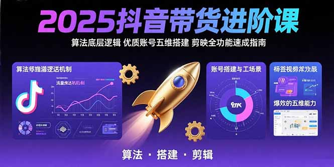 2025抖音带货进阶课：算法底层逻辑,优质账号五维搭建,剪映全功能速成指南-58创客网