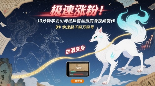 极速涨粉！10分钟学会山海经异兽丝滑变身视频制作，快速起千粉万粉号-58创客网