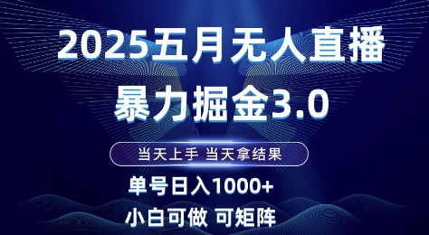 2025五月无人直播暴力掘金3.0，当天上手，当天拿结果，单号日入1k+小白可做可矩阵【揭秘】-58创客网