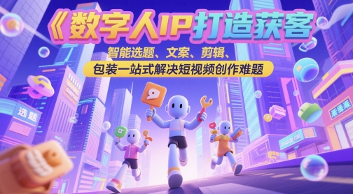 数字人IP打造获客变现实操课，智能选题、文案、剪辑、包装一站式解决短视频创作难题-58创客网