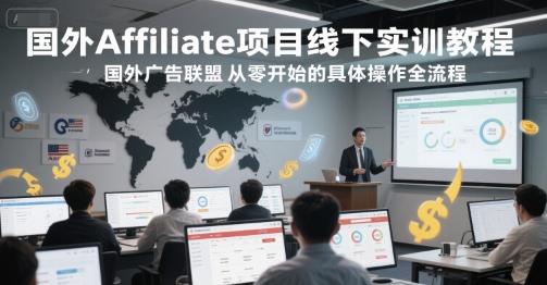 国外Affiliate项目线下实训教程，国外广告联盟从零开始的具体操作全流程-58创客网