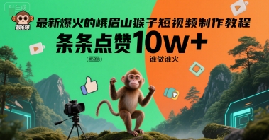 最新爆火的峨眉山猴子短视频制作教程，条条点赞10w+，谁做谁火【教程+提示词】-58创客网