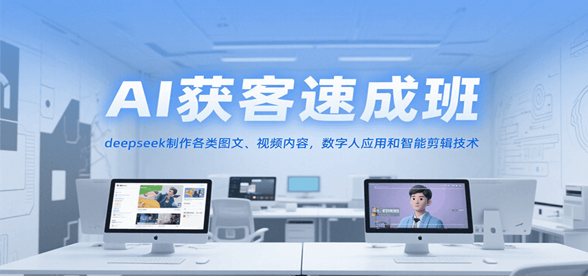 AI获客速成班，deepseek制作各类图文、视频内容，数字人应用和智能剪辑技术-58创客网