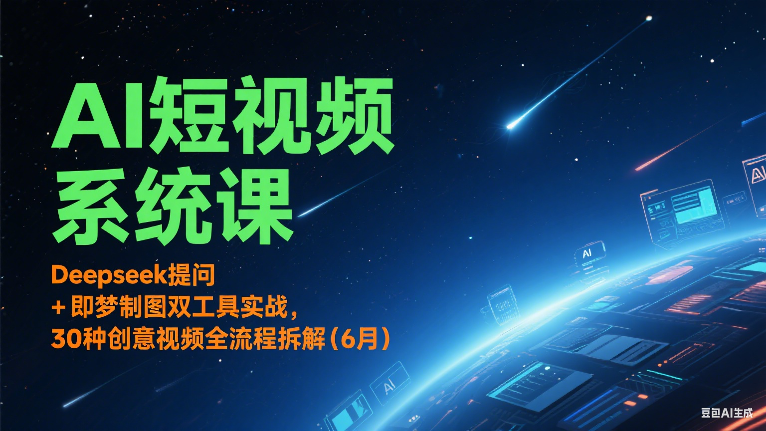 AI短视频系统课：Deepseek提问 + 即梦制图双工具实战，30种创意视频全流程拆解(6月)-58创客网