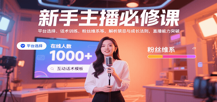 新手主播必修课：平台选择、话术训练、粉丝维系等，解析禁忌与成长法则，突破直播能力-58创客网