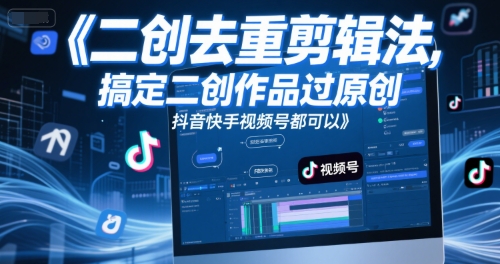短视频二创去重剪辑法，搞定二创作品过原创，抖音快手视频号都可以-58创客网