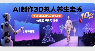 Ai制作3D拟人养生走秀，3分钟手把手教会你，快速起千粉万粉号-58创客网