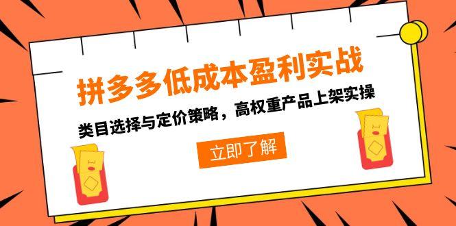 拼多多低成本盈利实战，类目选择与定价策略，高权重产品上架实操-58创客网