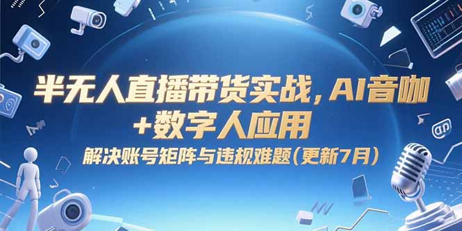 半无人直播带货实战，AI音咖+数字人应用 解决账号矩阵与违规难题(更新7月-58创客网