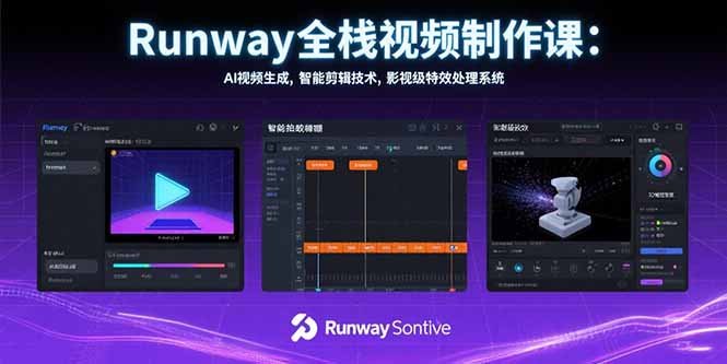 Runway全栈视频制作课：AI视频生成，智能剪辑技术，影视级特效处理系统-58创客网