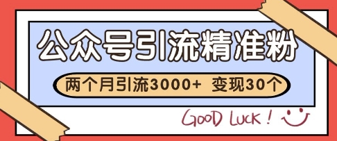 公众号精准粉引流玩法，2个月3000+精准粉，变现30个W【揭秘】-58创客网