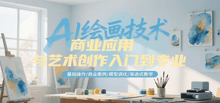 AI绘画技术商业应用与艺术创作入门到专业，基础操作/商业案例/模型调优/渐进式教学-多米联创