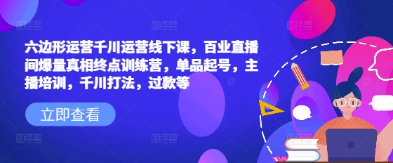 六边形运营千川运营线下课，百业直播间爆量真相终点训练营，单品起号，主播培训，千川打法，过款等-58创客网