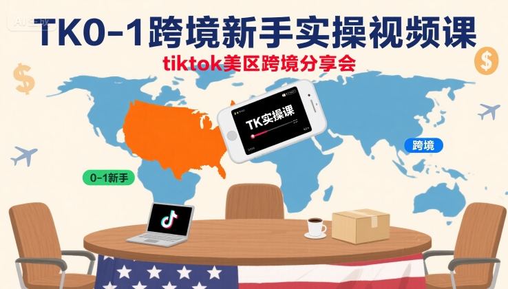TK0-1跨境新手实操视频课，tiktok美区跨境分享会-多米联创