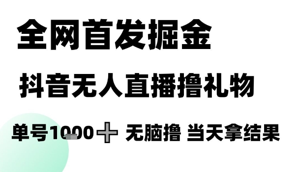 全网首发掘金抖音无人直播撸礼物，单号1k +无脑撸，当天拿结果【揭秘】-58创客网