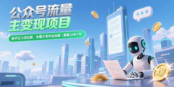 公众号流量主变现项目，新手日入四位数，含爆文写作全攻略(更新25年7月-多米联创