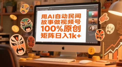 用AI自动民间故事做视频号，100%原创，矩阵日入1k+-58创客网