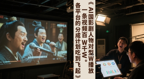 AI三国影视剧人物对口型唱歌玩法，一条视频百W千W播放，各平台的分成计划吃到飞起-多米联创